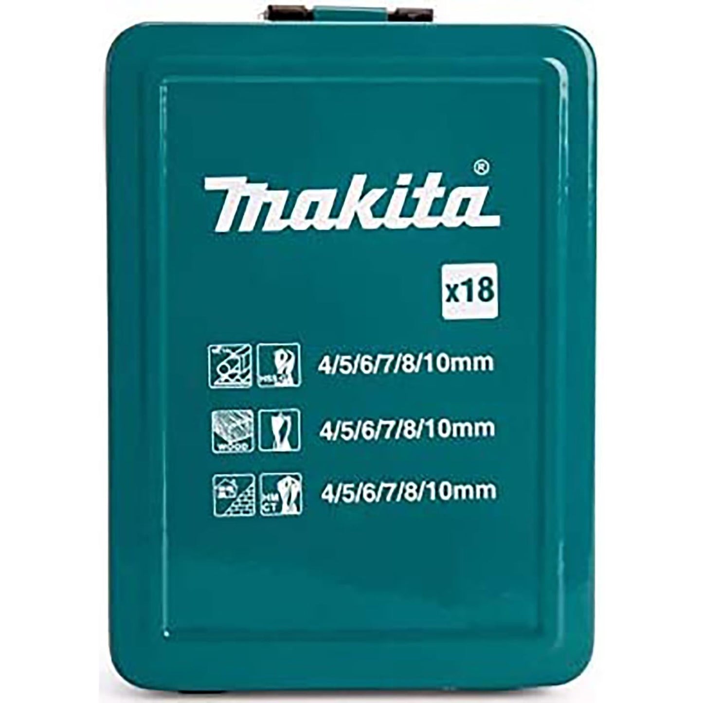 🔩 Makita 18-Bit Universal Drill Kit (4–10 mm) Wood, Concrete & Metal | Heavy-Duty Metal Case