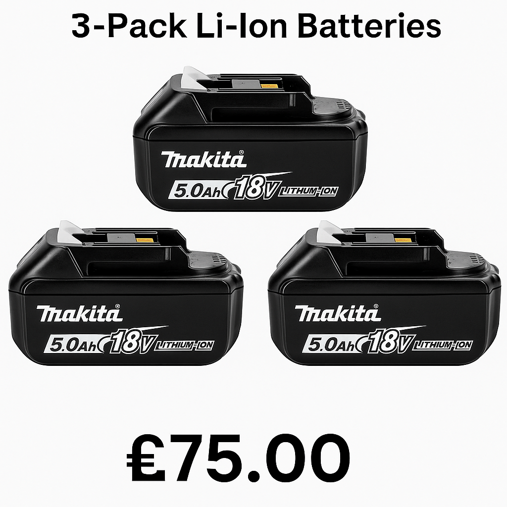 Makita 5.0 Ah 18 V LXT BL1850 – 3-Pack Li-Ion Batteries